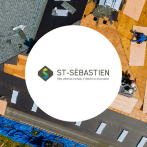 Logo de St-Sébastien sur chantier de construction.